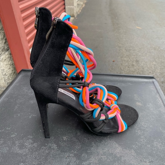 Cape Robbin Multi Color Suede bungees Strappy Stilleto Sandals Size 7.5 - Picture 3 of 10